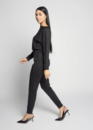 Genoa Long Sleeve Top And Jogger Pants Set | Black