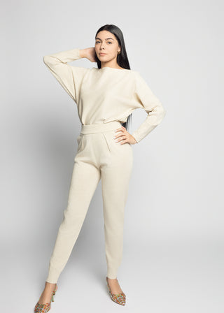 Genoa Long Sleeve Top And Jogger Pants Set | Beige Gold