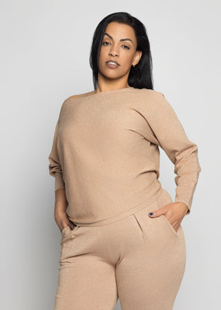 Genoa Long Sleeve Top And Jogger Pants Set | Dusty Rose Gold