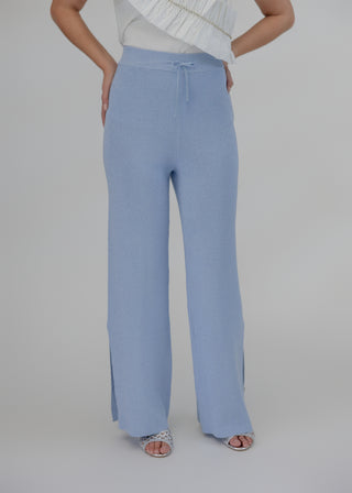 Firenze Knit Pants Wide Legs | Blue Silver