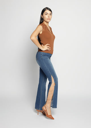 Side Split Embellished Jeans