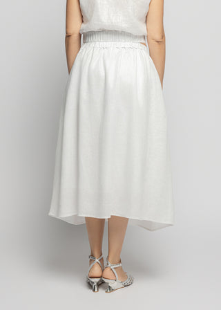 Sicily Metallic Linen Skirt | White Silver