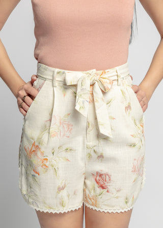 Capri Floral Linen Shorts