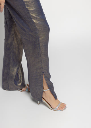 Sicily Metallic Linen Beach Pants | Navy Gold