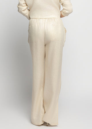 Sicily Metallic Linen Beach Pants | Khaki gold