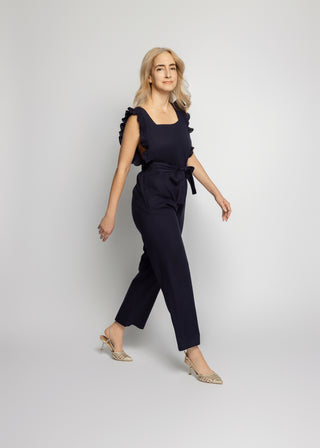 Elle Side Ruffle Jumpsuit | Navy