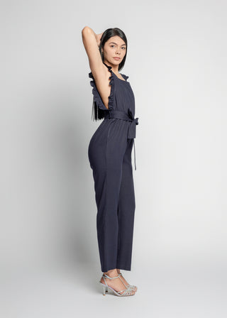 Elle Side Ruffle Jumpsuit | Navy