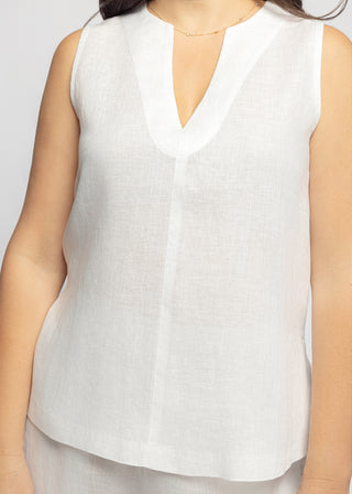 Sicily Metalic Linen Tank Top | White Silver