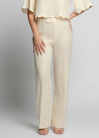 Lazia Linen Vest And Pants Set Beige