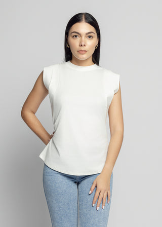 Dania Double Cuff Tank Top | White