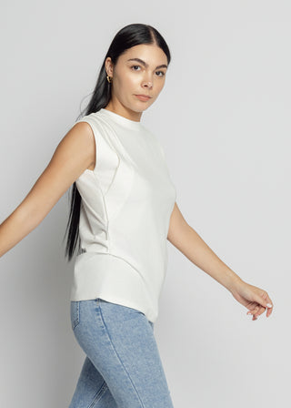 Dania Double Cuff Tank Top | White