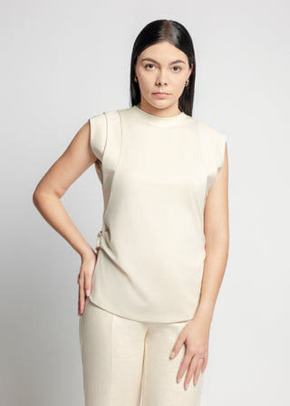 Dania Double Cuff Tank Top | Beige