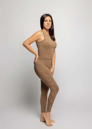 Fiori Active wear Tank Top And Leggings Set | Nude